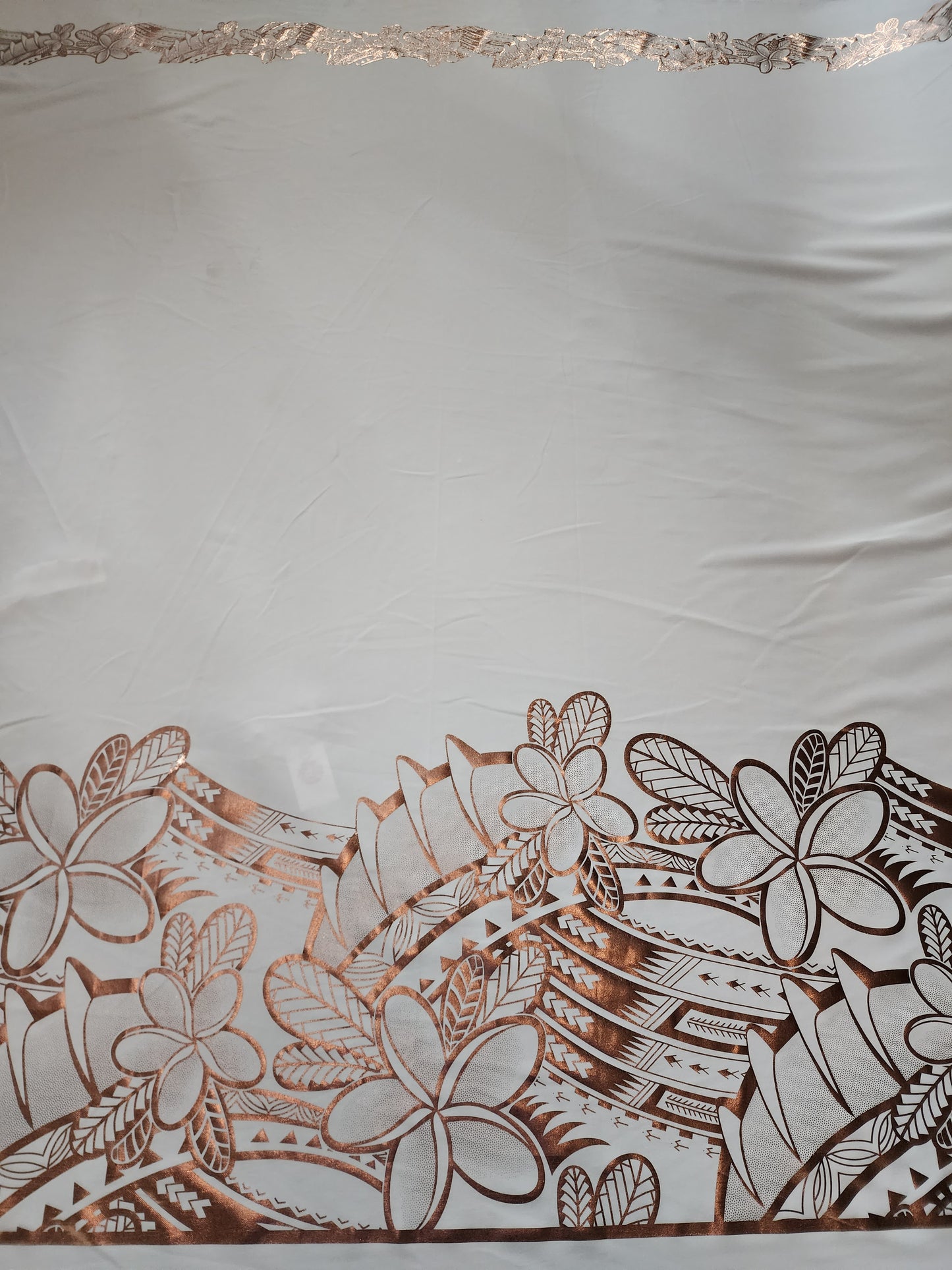 Stretch Polynesian Design #47 Rose Gold on White