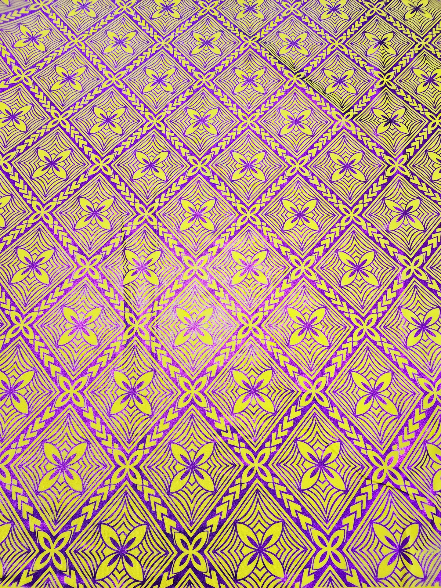 Shiny Polyester Design #28 Purple on Yellow