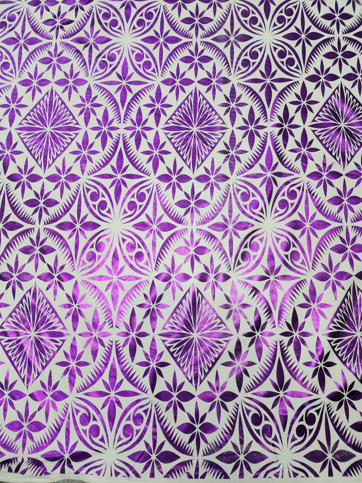 Shiny Polyester Design #53 Purple on White