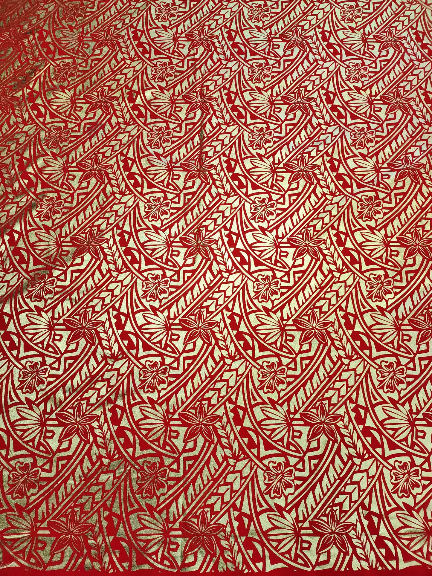 Shiny Polyester Design #60 Gold on Red
