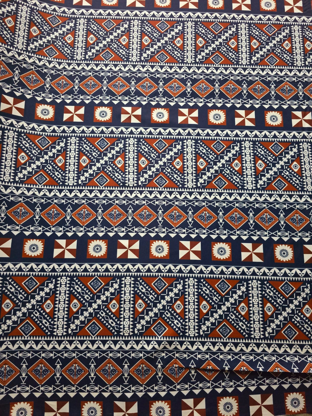 Polynesian Design #209 Brown, Blue and White