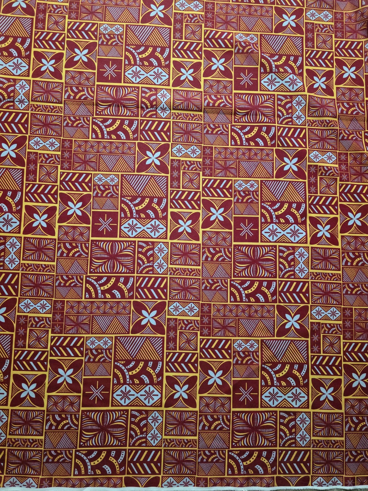 Polynesian Design #222 Maroon, Yellow and Grey