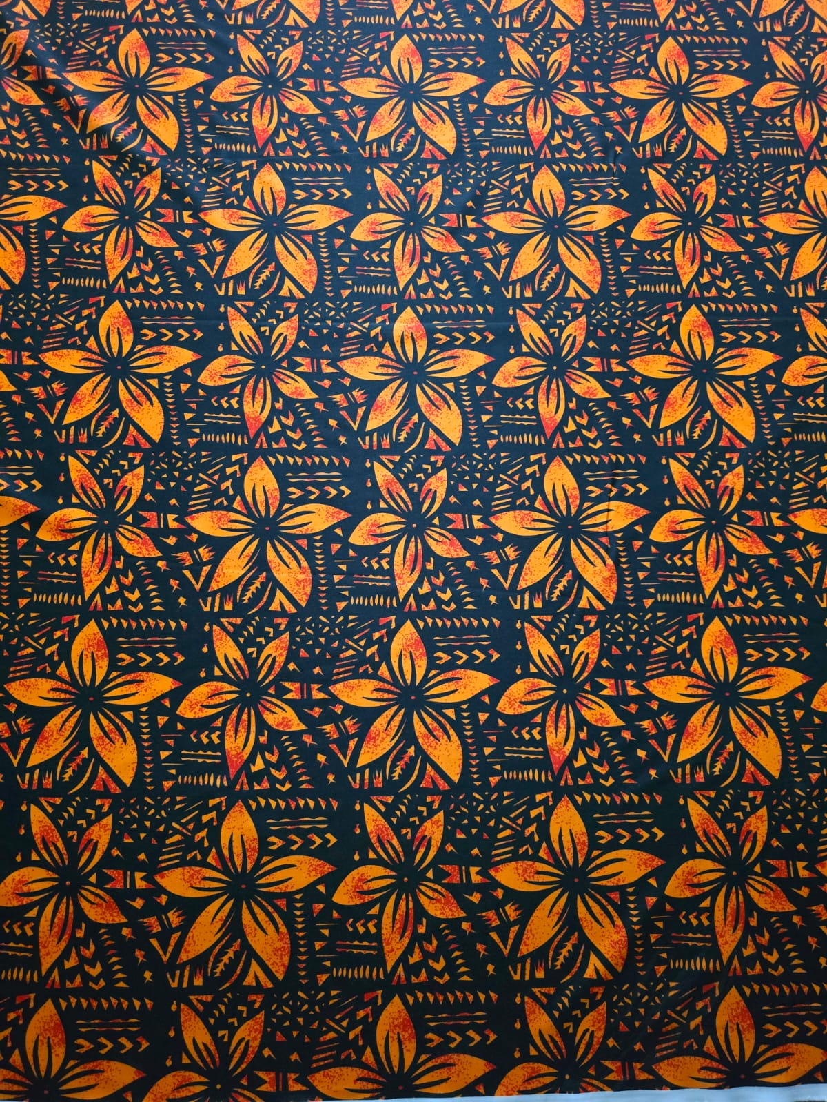 Polynesian Design #225 Orange and Navy Blue