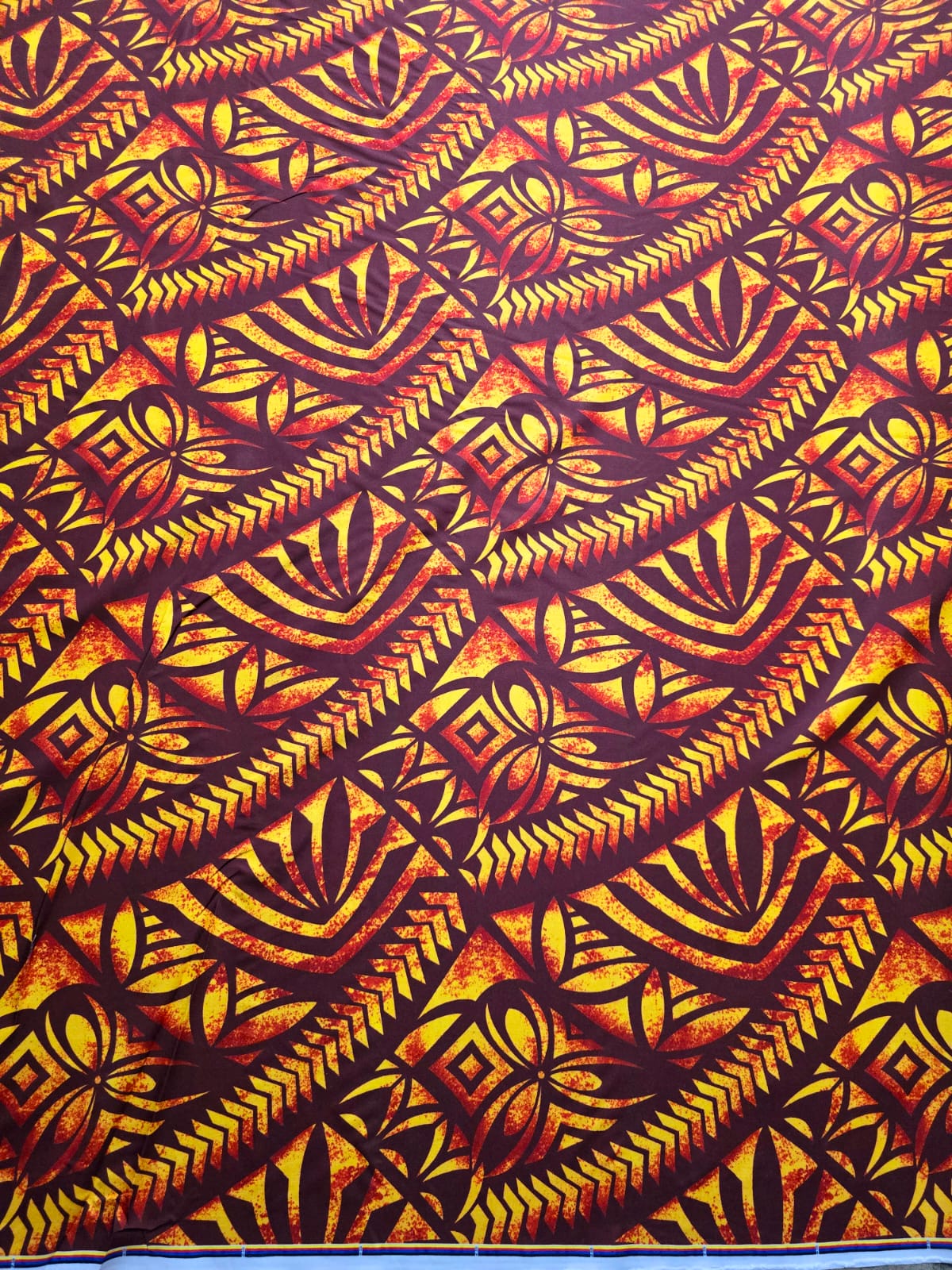 Polynesian Design #236 Maroon and Yellow