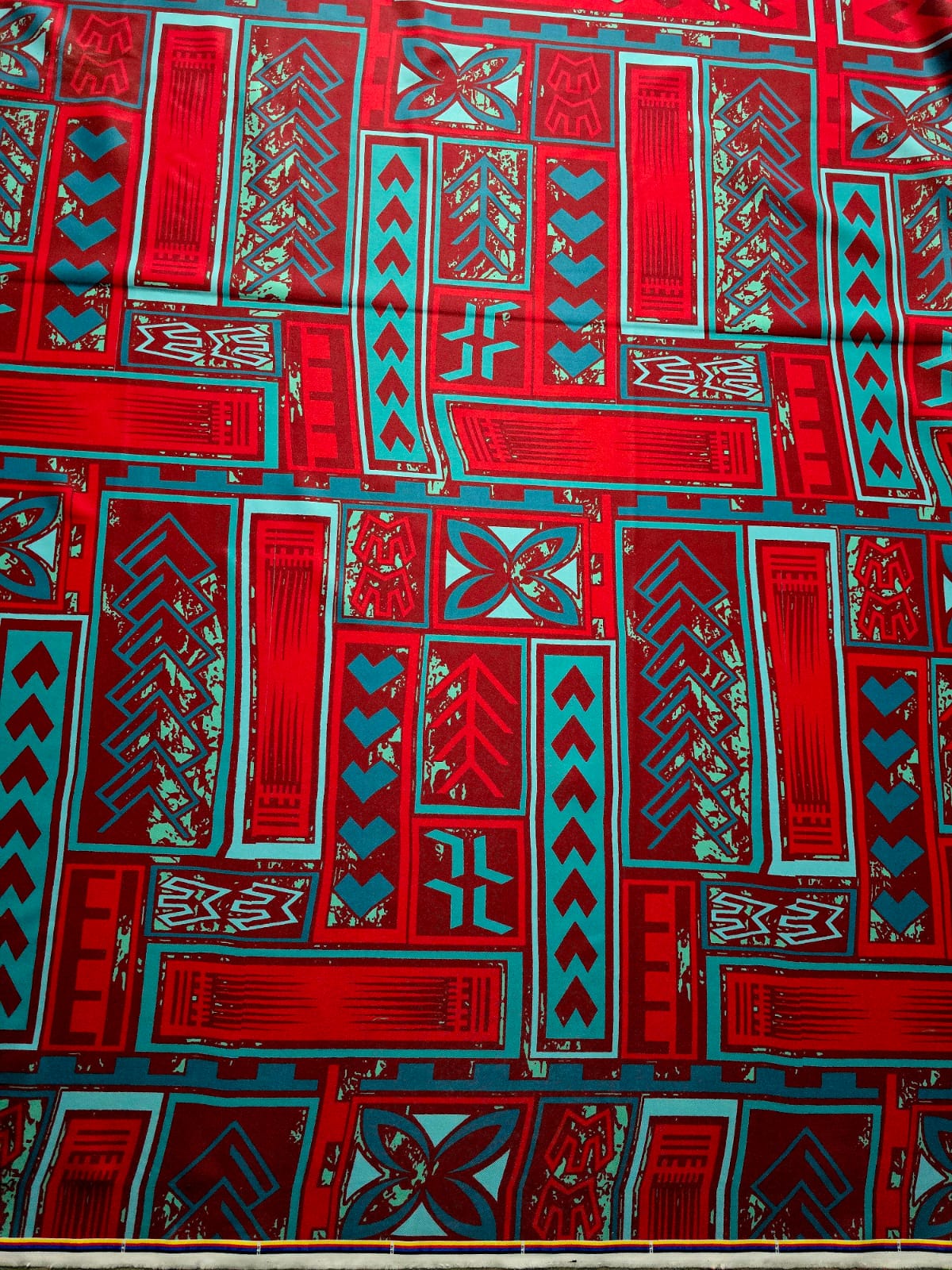 Polynesian Design #242 Red and Aqua