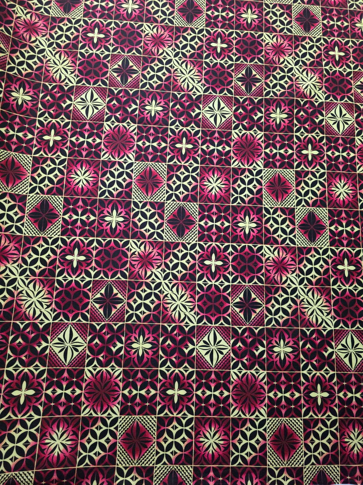 Polynesian Design #216 Black, Cream and Pink