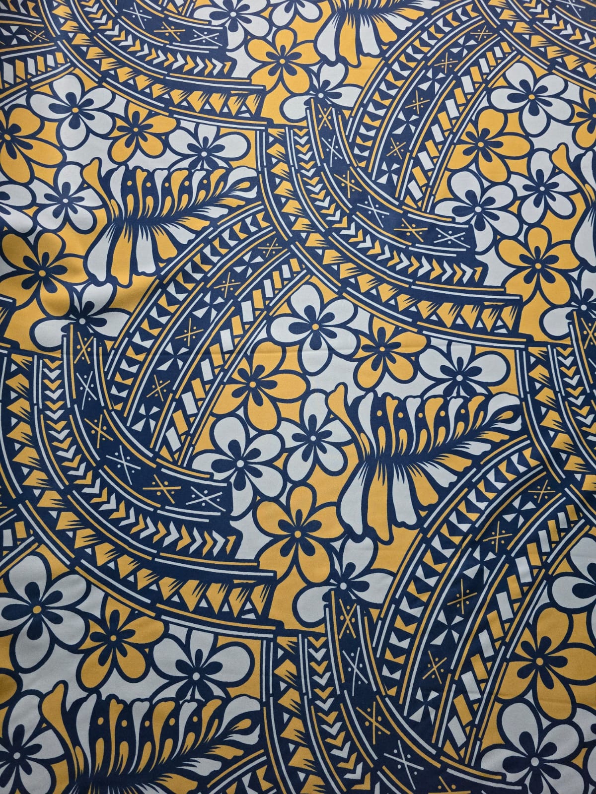 Polynesian Design #230 Yellow, White and Navy Blue