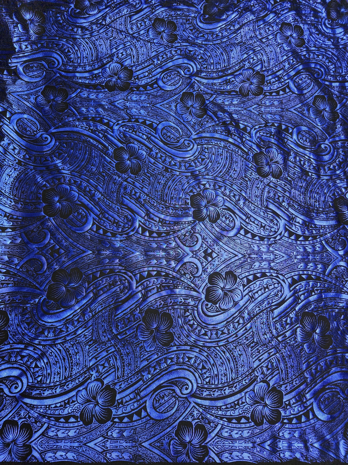 Stretch Polynesian #79 Blue on Black