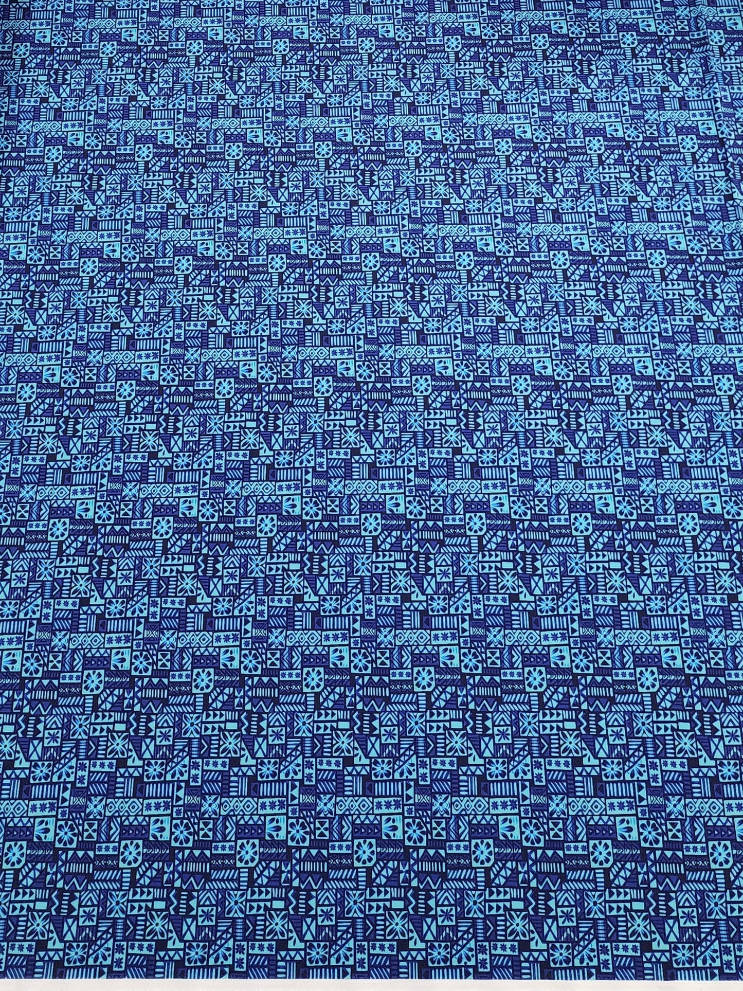 Polynesian Design #182 Mixed Blue