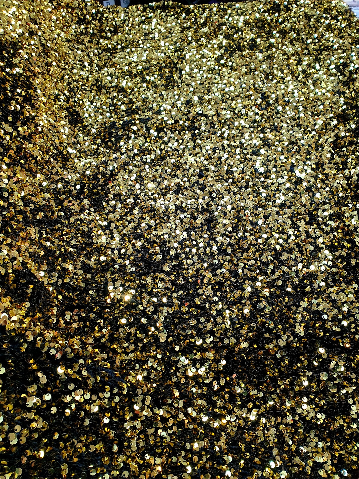 Gold Heavy Sequin Spangle on Velvet
