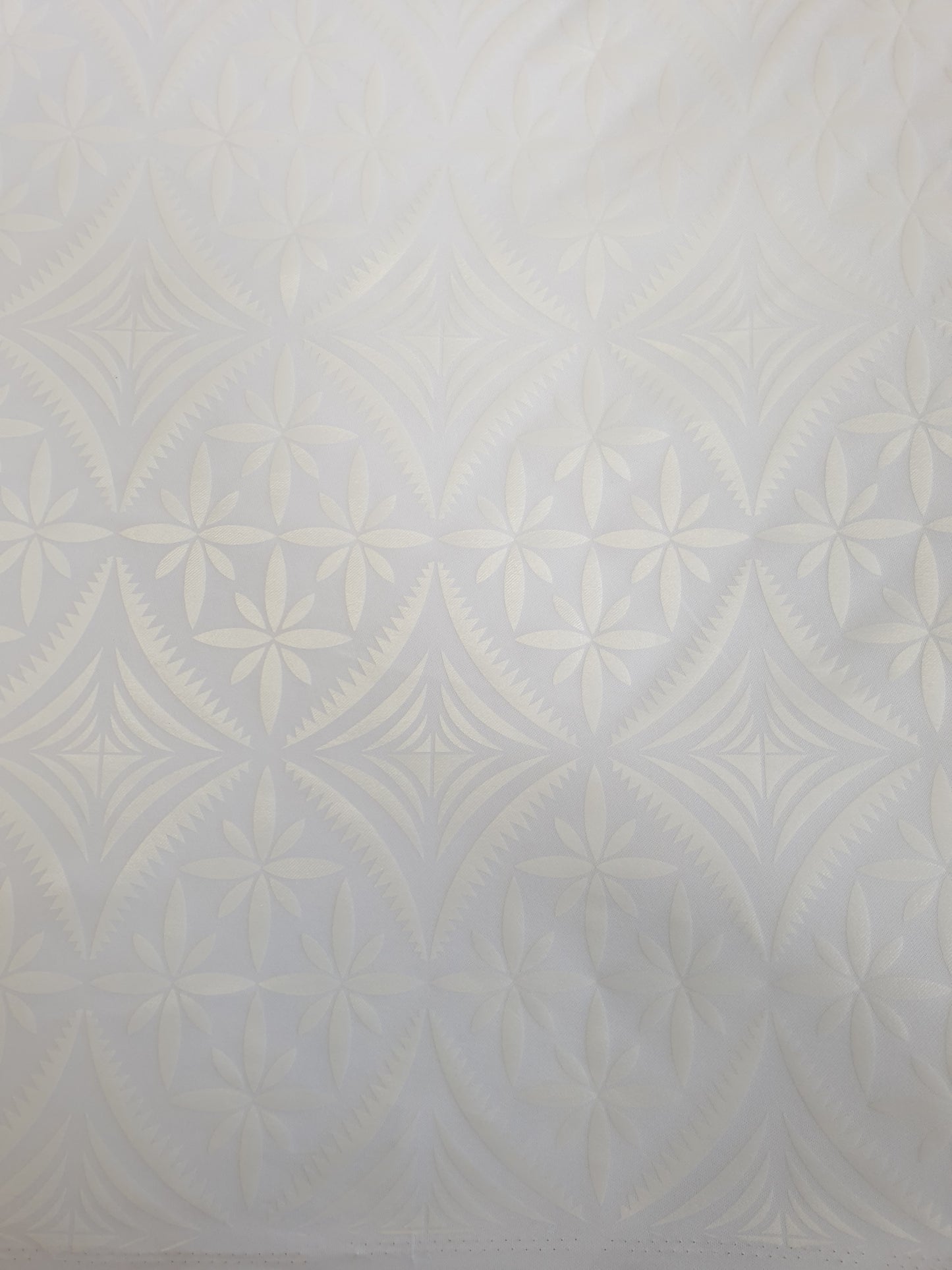 Stretch Polynesian Design #22 White on White