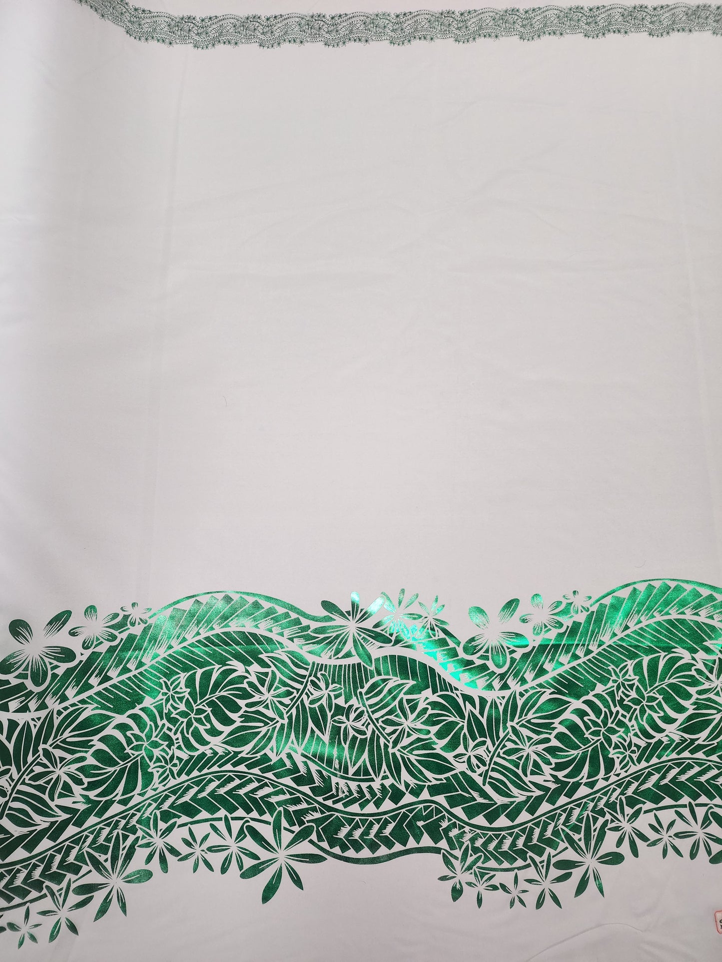 Shiny Polyester Design #22 Green on White