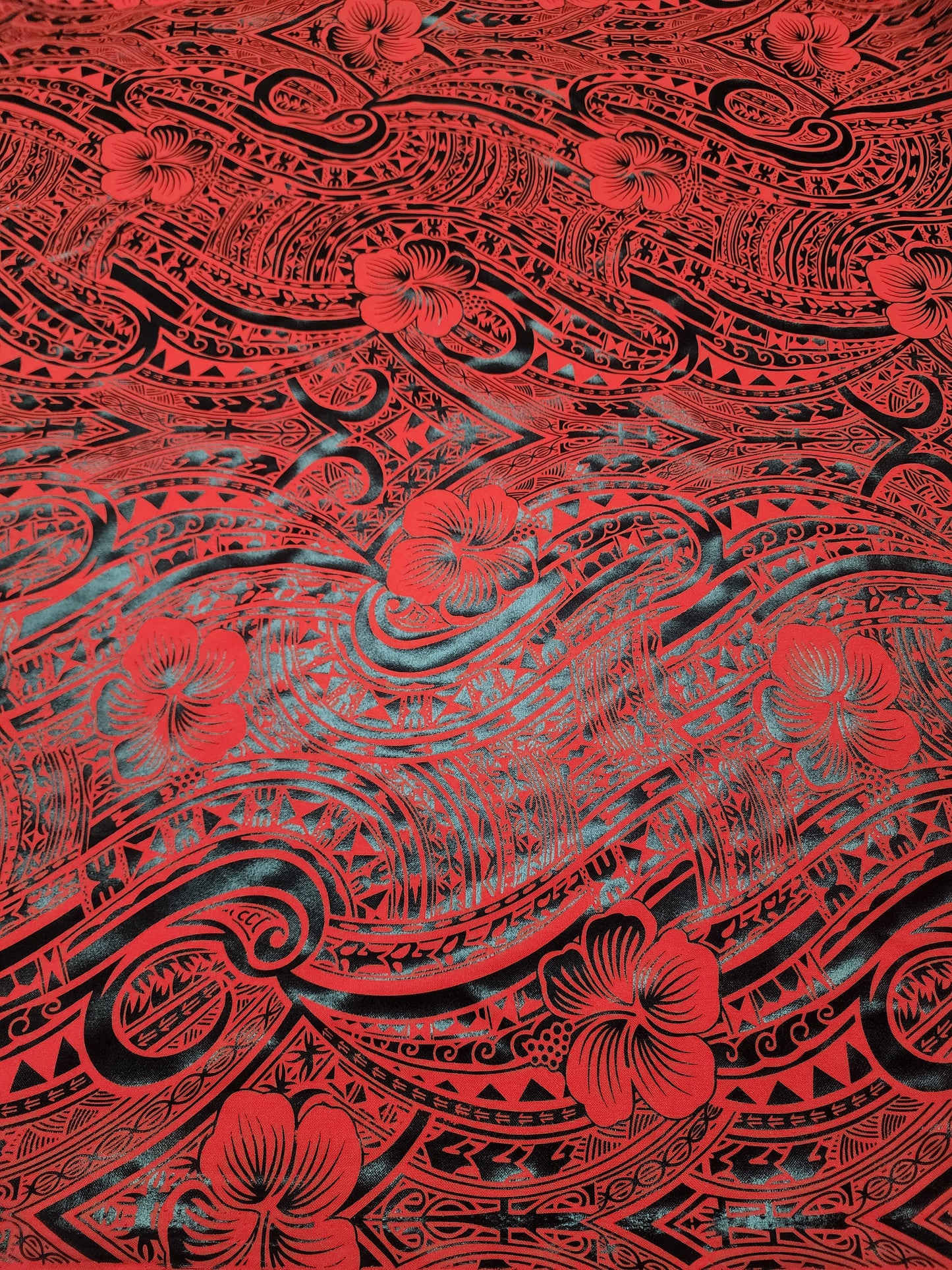 Shiny Polyester Design #17 Black on Red