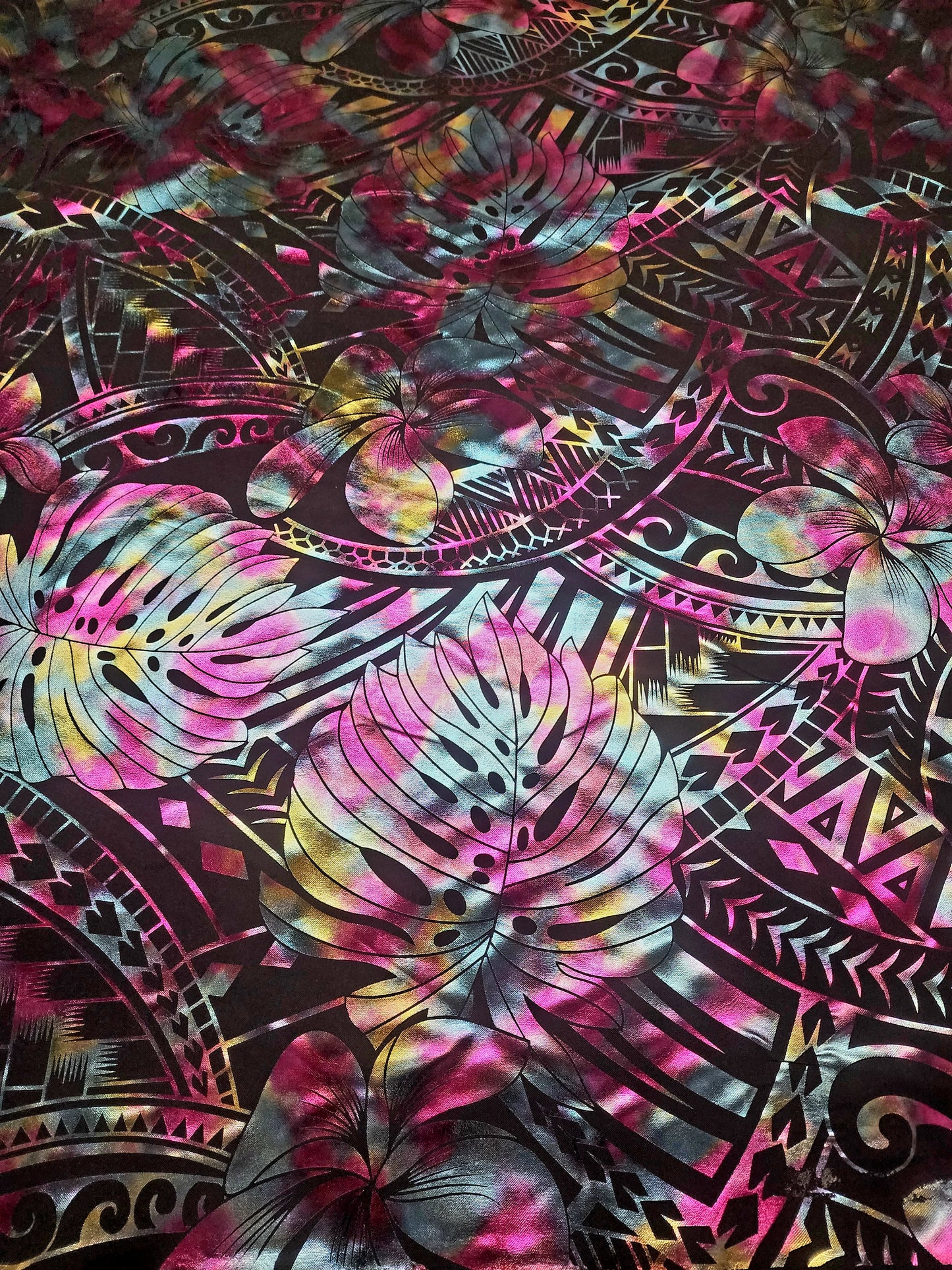 Shiny Polyester Design #1 Colourful on Black