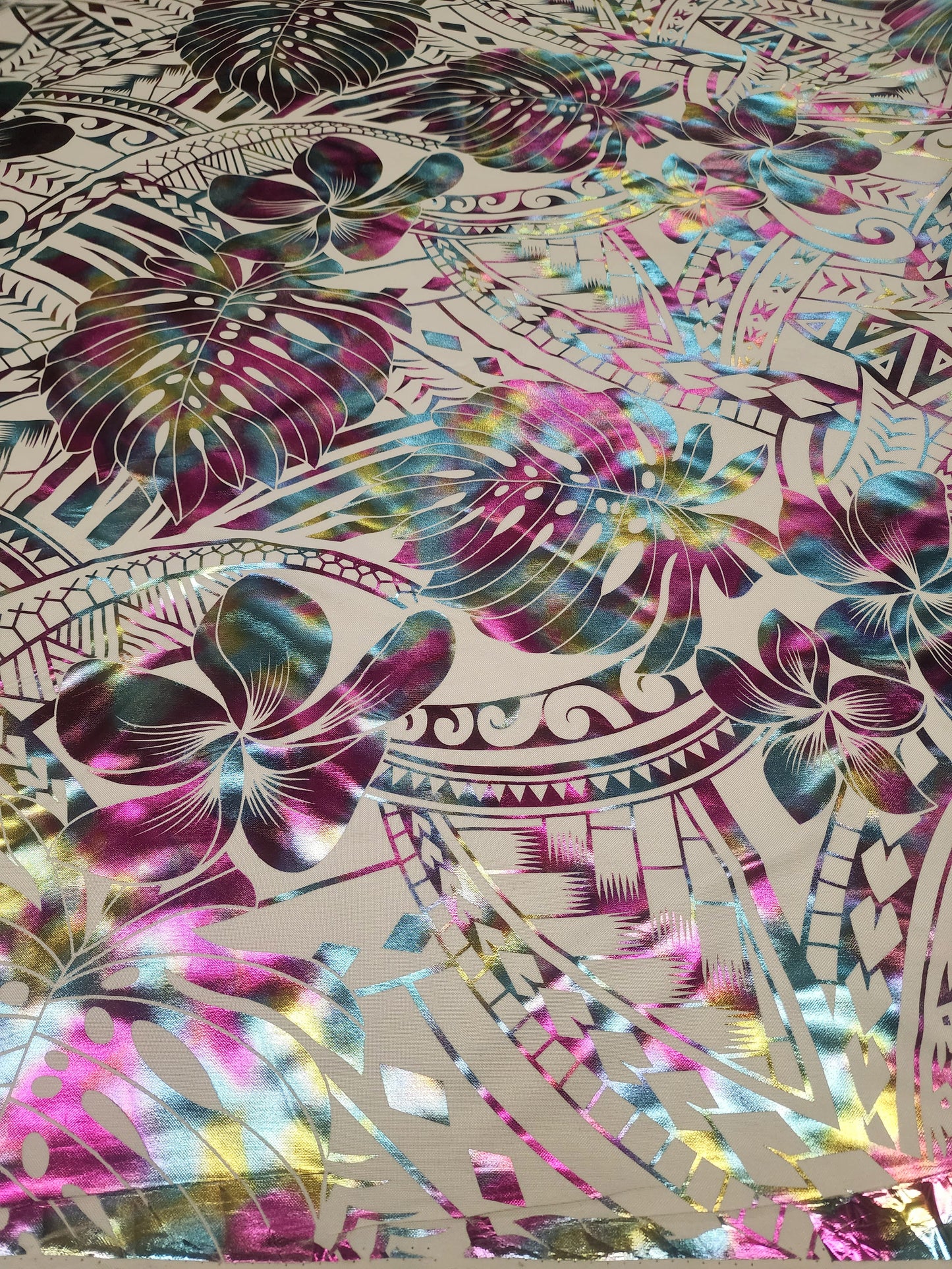 Shiny Polyester Design #2 Colourful on Cream