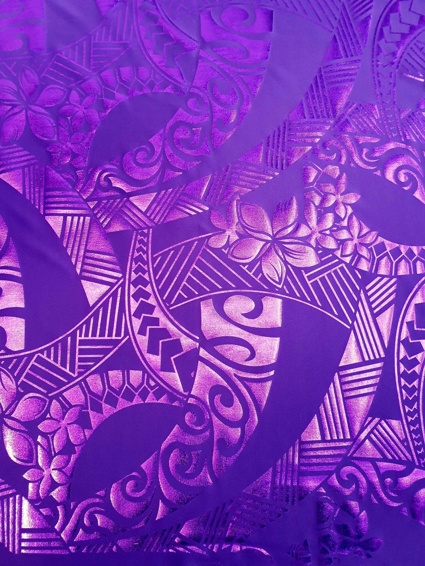 Stretch Polynesian Design #10 Purple on Purple