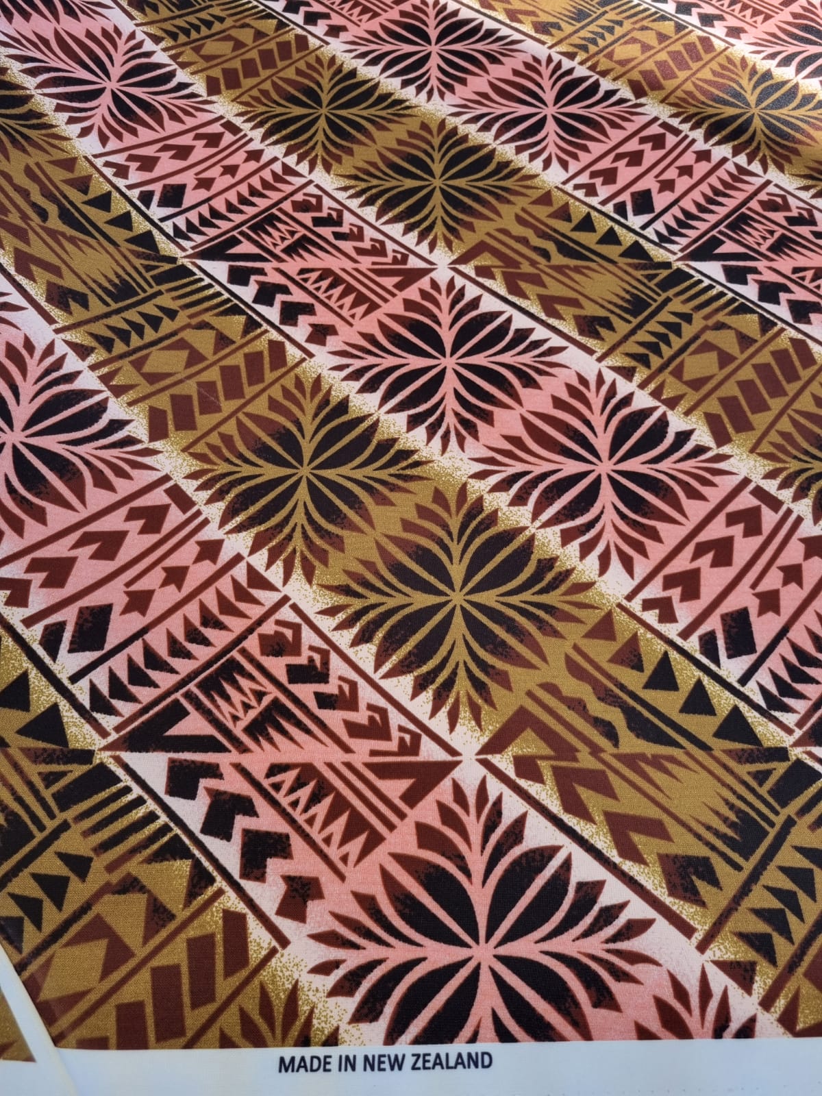 Polynesian Design #64 Brown, Peach, Black and White