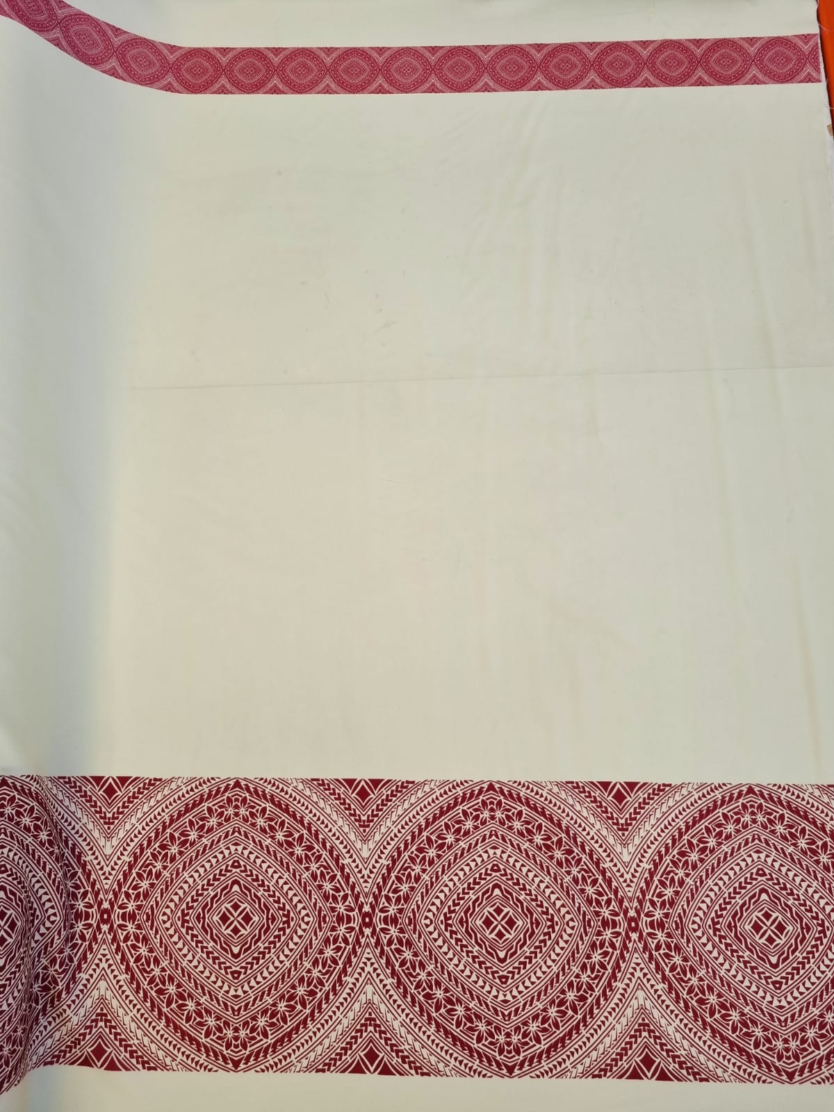 Polynesian Design #27 Cream and Maroon