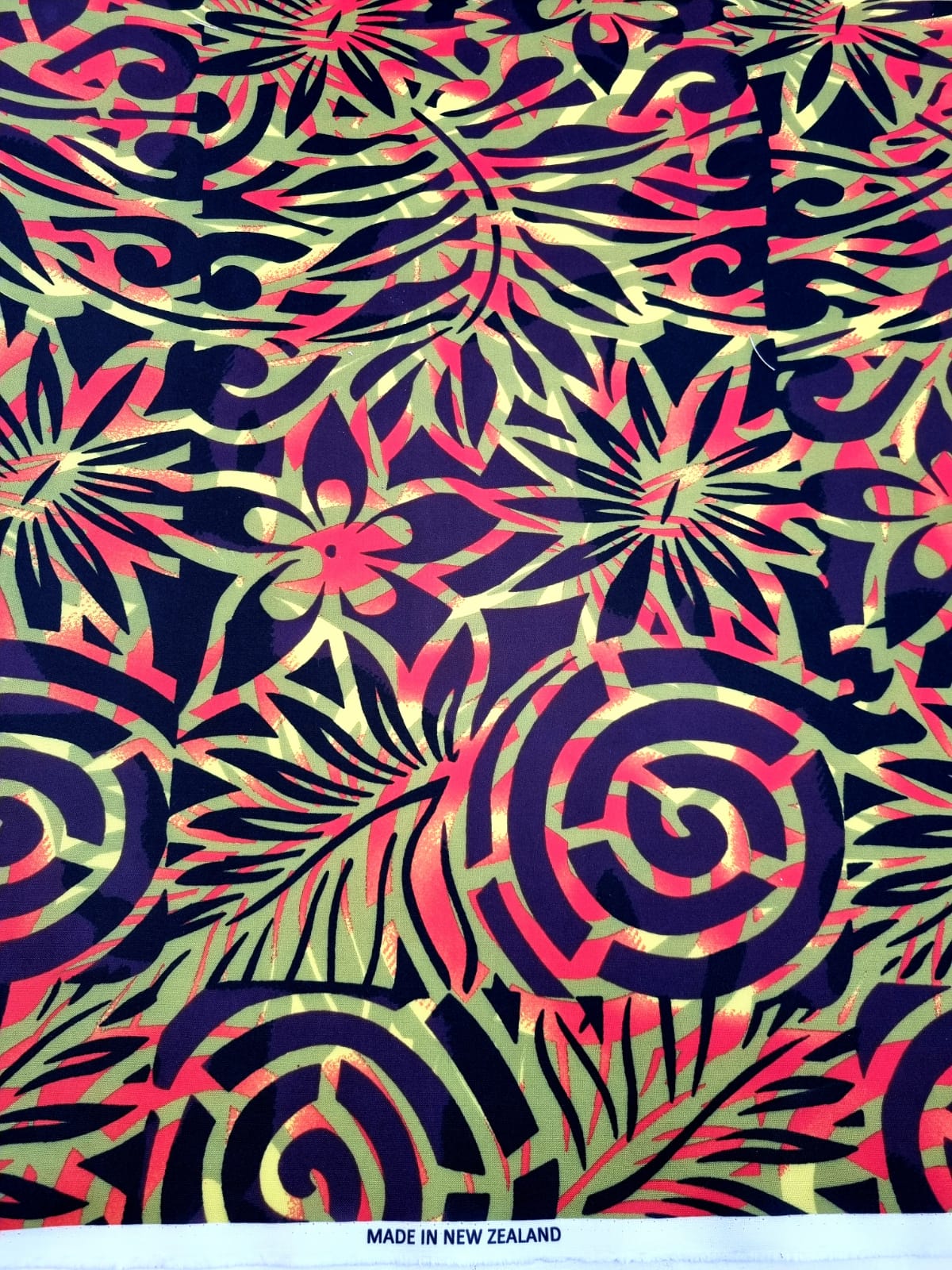 Polynesian Design #6 Olive Green, Black and Orange