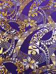 Shiny Polyester Design #86 Silver and Gold on Purple