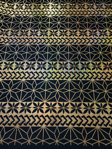 Stretch Polynesian Design #42 Gold on Black