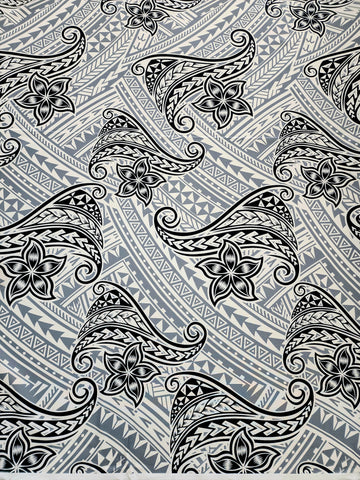 Polynesian Design #146 Black, White and Grey