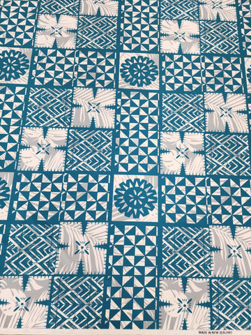 Polynesian Design #145 Aqua and Grey