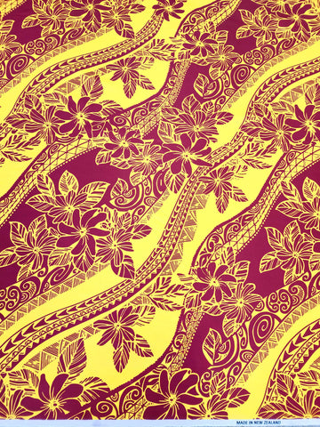 Polynesian Design #144 Maroon and Yellow