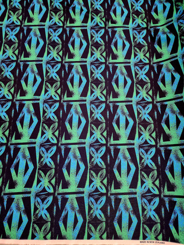 Polynesian Design #142 Green, Black and Blue