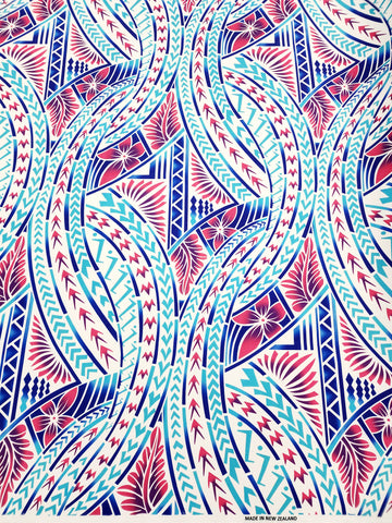 Polynesian Design #116 Blue and Pink