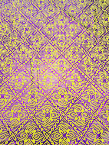 Shiny Polyester Design #28 Purple on Yellow