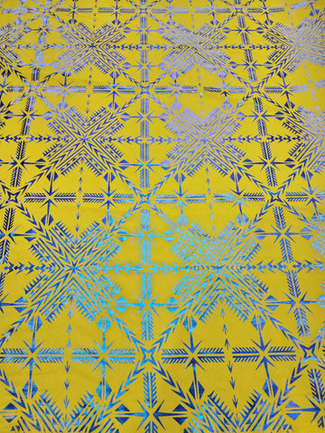 Shiny Polyester Design #34 Blue on Yellow