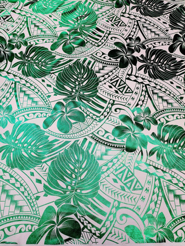 Shiny Polyester Design #44 Green on White