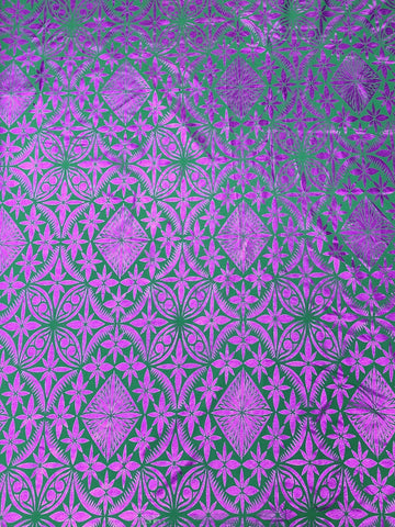 Shiny Polyester Design #48 Purple on Green