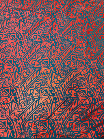 Shiny Polyester Design #55 Red on Aqua