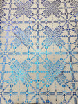 Shiny Polyester Design #57 Blue on White