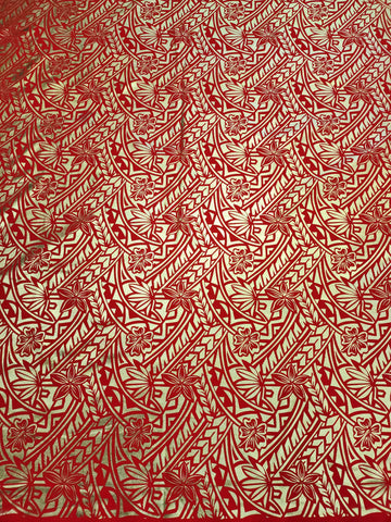 Shiny Polyester Design #60 Gold on Red