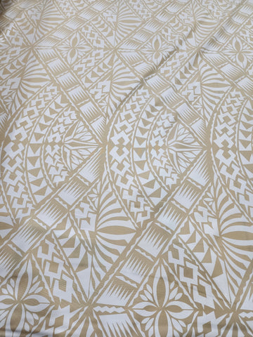 Shiny Polyester Design #82 White on Cream