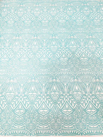 Polynesian Design #152 Aqua and White