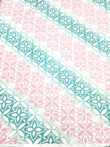 Polynesian Design #162 Pink, Green and White