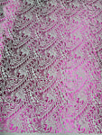 Stretch Polynesian Design #54 Pink on White