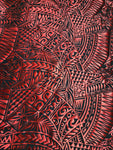 Stretch Polynesian #73 Red on Black