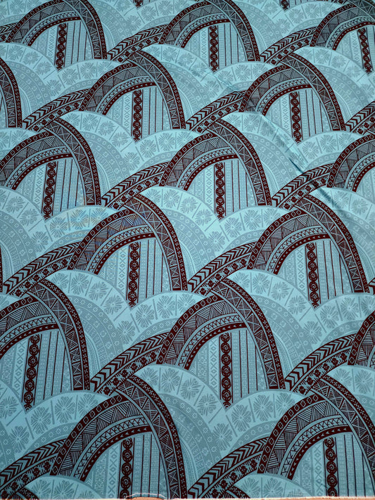 Polynesian Design #196 Aqua and Black