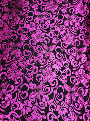 Stretch Polynesian #58 Pink on Black