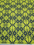 Polynesian Design #186 Fluoro Yellow and Navy Blue