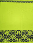 Polynesian Design #187 Fluoro Yellow and Navy Blue border