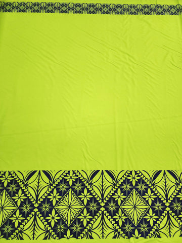 Polynesian Design #187 Fluoro Yellow and Navy Blue border