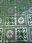 Stretch Polynesian Design #4 Silver on Green