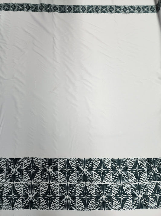 Polynesian Design #86 Dark Green and White