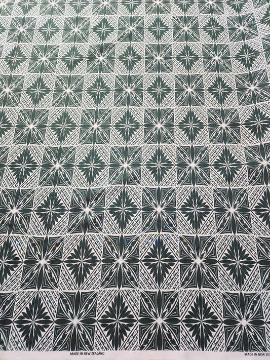 Polynesian Design #85 Dark Green and white (Full Design)